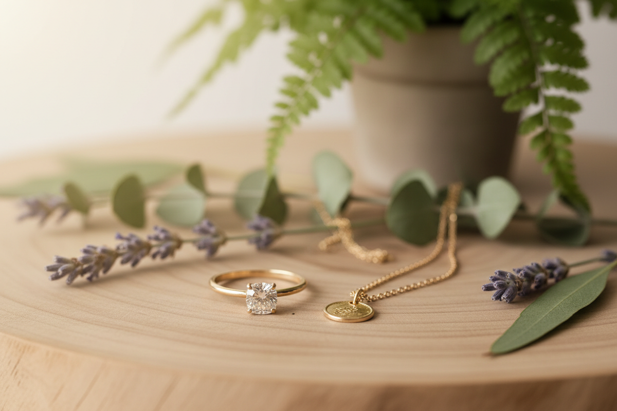 Sustainable luxury jewelry with natural elements